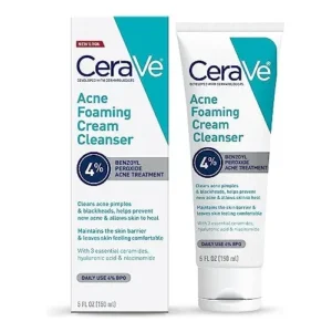 CERAVE - Limpiador facial Peroxido de Benzoilo 4% para piel acneica
